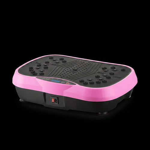 Pink and black vibration plate on a black studio background